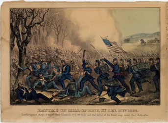 Batalha da mola do moinho, KY 19 de janeiro de 1862, bar. por Currier & Ives, c.1862