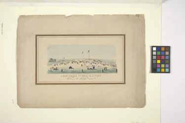 Camp Chase, 7Th Regt., R.I. Vols. (litografia colorida à mão)