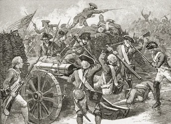 Captura de um reduto em Yorktown, 1781, de "Uma Breve História dos Estados Unidos", publicado pela AS Barnes und Co. em 1885