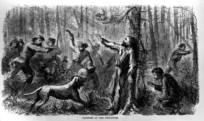 Capture of the Fugitives, de Prison Life in the South, escrito por Allen O. Abbott e publicado em 1865