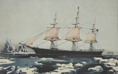 Clipper Ship, Red Jacket - No Ice off Cape Horn, em sua passagem da Austrália, para Liverpool, em agosto de 1854, pub. 1855, Currier & Ives