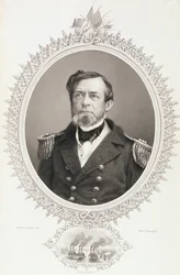 Comodoro Andrew Hull Foote, de "A História dos Estados Unidos", vol. II, de Charles Mackay, gravado por G. Stodart a partir de uma fotografia