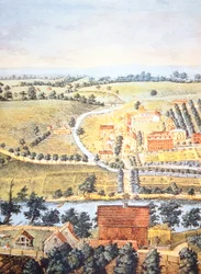 Terra cultivada da Pennsylvania em 1750 (cor litho)