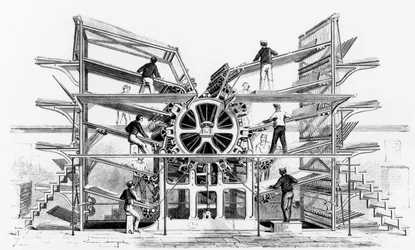 Prensa de cilindros inventada por Richard March Hoe (1812-86) Nova York, 1846