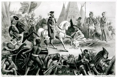 De Soto Descobrindo o Mississippi, 21 de maio de 1541, de "O continente americano e seus habitantes antes de sua descoberta por Colombo", de Anne C. Cady, 1893