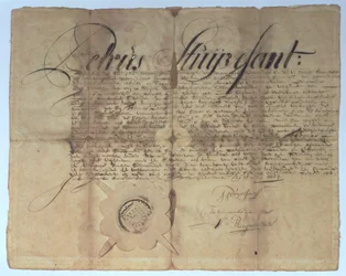 Escrito assinado por Peter Stuyvesant, Diretor Geral da Nova Holanda, 15 de maio de 1664