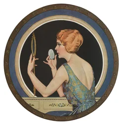 Flapper a maquilhar-se num espelho