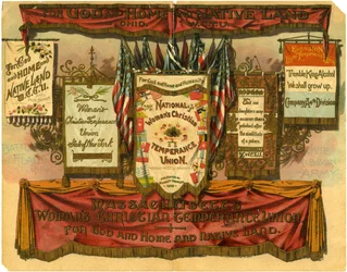 Para Deus e Lar e Terra Nativa ... União de Temperança Cristã da Mulher, Bandeiras de Batalha do Exército da Fita Branca, 1885