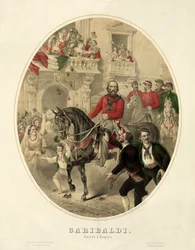 Garibaldi, entra em Nápoles, pub. 1860 (gravura colorida à mão)