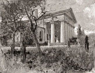 A casa do General Robert E. Lee, em Arlington, Virgínia, no século XIX, da "The Century Illustrated Monthly Magazine", publicada em 1884 (gravura)
