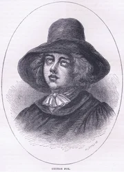 George Fox 1651, ilustração da história de Cassells do bar dos Estados Unidos. por Petter & Galpin c.1890