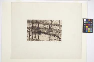 Rapariga por lago (tinta)