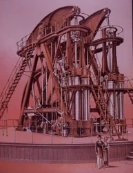 Grande máquina a vapor Corliss na Exposição da Filadélfia