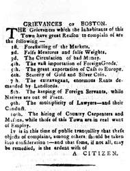 Reclamações de Boston, carta publicada no Boston Gazette, 4 de abril de 1786 (impressão)