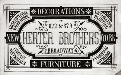 Herter Brothers, Decorações, Móveis, 877 e 879 Broadway, Nova York (litho [trade card])