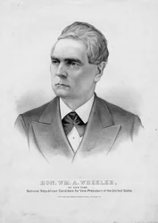 O honorável William A. Wheeler, de Nova Iorque: candidato nacional republicano a vice-presidente dos Estados Unidos, publicado por Currier & Ives, cerca de 1876
