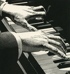 Ilustração das Mãos a Tocar um Piano