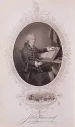 John Hancock (1737-93), de A História dos Estados Unidos, vol. I, de Charles Mackay, gravado por J. Rogers