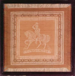 Lenço representando George Washington (1732-99) a cavalo, 1876 (seda e algodão)