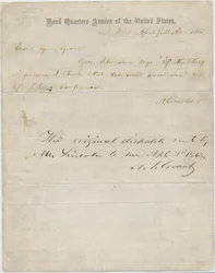 Carta de Abraham Lincoln ao general Ulysses S. Grant, 7 de abril de 1865