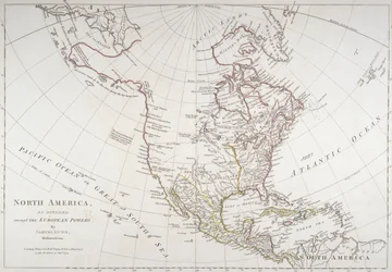 Mapa representando a América do Norte como dividida pelos poderes europeus, 1774