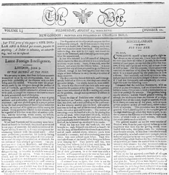 Masthead of The Bee, impresso em 23 de agosto de 1797 (impresso)