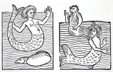 Sereias e tritões, de The World Guide to Gnomes, Fairies, Elves and Other Little People, de Thomas Keightley (1789-1872), publicado em 1880