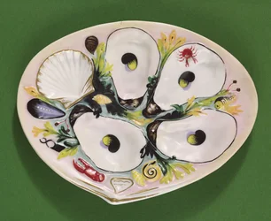 Placa de ostras, fabricada pela Union Porcelain Works, Greenpoint, Nova York, c.1880 (porcelana)
