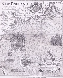 Parte do mapa da Nova Inglaterra do Capitão J Smith, ilustração de Cassell