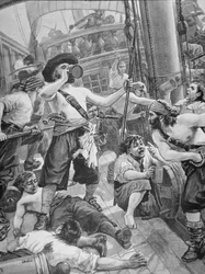Piratas capturando um navio (gravura)