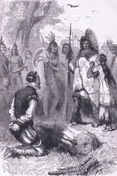 Pocahontas salva a vida do Capitão Smith, ilustração de Cassell