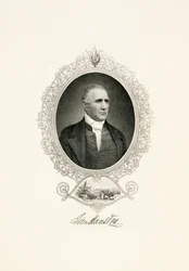 Retrato de Sam Houston com Vista da Cidade, c. 1855-c. 1860 (gravura com face de aço em papel tecido)