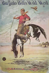 Cartaz de um bronco em balde, para o Buffalo Bill (1846-1917) Wild West Show, c.1885 (cor litho)