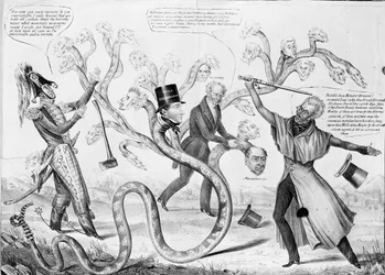 Presidente Andrew Jackson (1767-1845) matando a Hidra