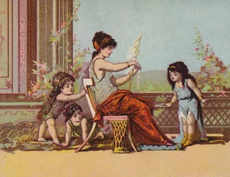 Senhora romana e crianças