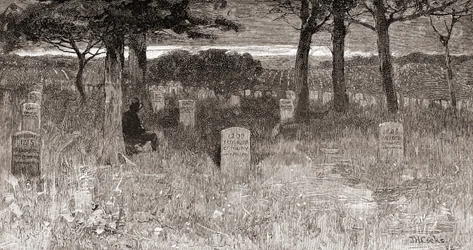 Sepulturas de soldados no Cemitério Nacional de Arlington, condado de Arlington, Virgínia, no século XIX, de «The Century Illustrated Monthly Magazine», publicado em 1884