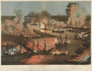 Esplêndido triunfo naval do Mississippi, pub. 1862 (lito colorido)