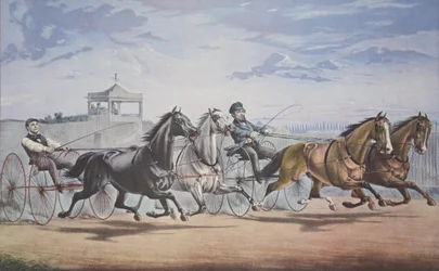 Stella e Alice Gray - Lanterna e Baleia, Passando o Stand (Em sua grande partida para em Double Harness sobre o Curso da União LI 5 de junho de 1855), pub. 1855, Currier & Ives