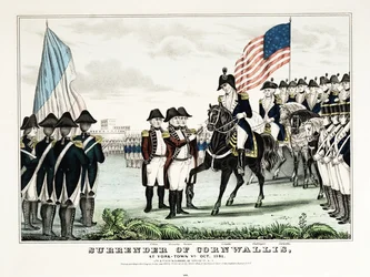 Rendição de Cornwallis em York Town, VA, outubro de 1781, pub. Currier  Ives