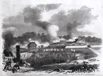 A Batalha de Lexington, Missouri, de 17 a 20 de setembro de 1861, de "A História Pictórica de Frank Leslie da Guerra Civil Americana", 1862