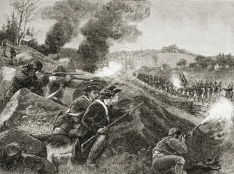 Os britânicos recuando de Lexington, de "Uma Breve História dos Estados Unidos", publicado pela AS Barnes und Co. em 1885