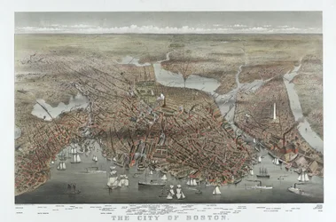 A cidade de Boston, pub. 1873 (litografia a cores)