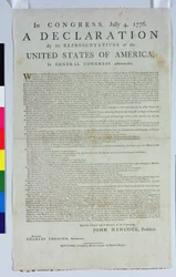 A Declaração da Independência, impressa por Hugh Gaine, 1776 (tinta impressa no papel)