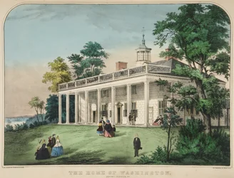 A casa de Washington, Mount Vernon, Virgínia, pub. litografia colorida c1857.