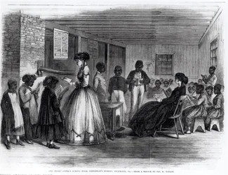 A sala de aula de Misses Cooke, Escritório de Freedman, Richmond, Virgínia, do "Jornal Ilustrado de Frank Leslie", 17 de novembro de 1866