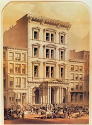 A Bolsa de Valores de Nova York, gravada por The Major and Knapp Co., pub. por Edmond Parsloe, Nova York, 1870