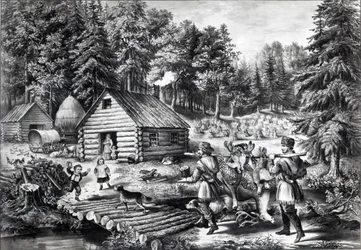 O lar do pioneiro na fronteira ocidental, pub. por Currier und Ives, 1867