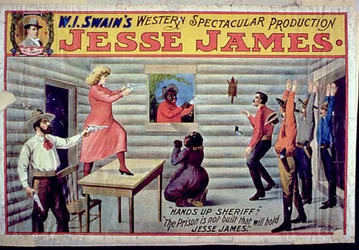 A prisão não é construída para manter Jesse James, propaganda da WI Swains Espetacular produção de Jesse James