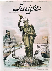 O Proposto Emigrante Dumping Site, capa do juiz, 22 de março de 1890