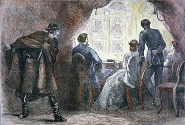 O assassinato de Abraham Lincoln (1809-65) no camarote do Ford